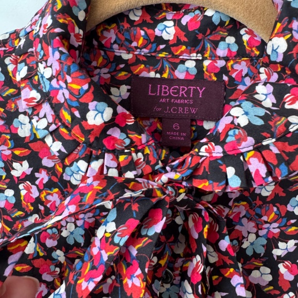J. Crew Liberty Art Fabrics Floral Tie Neck Sarah Button Front Blouse Shirt 6 - Picture 5 of 8